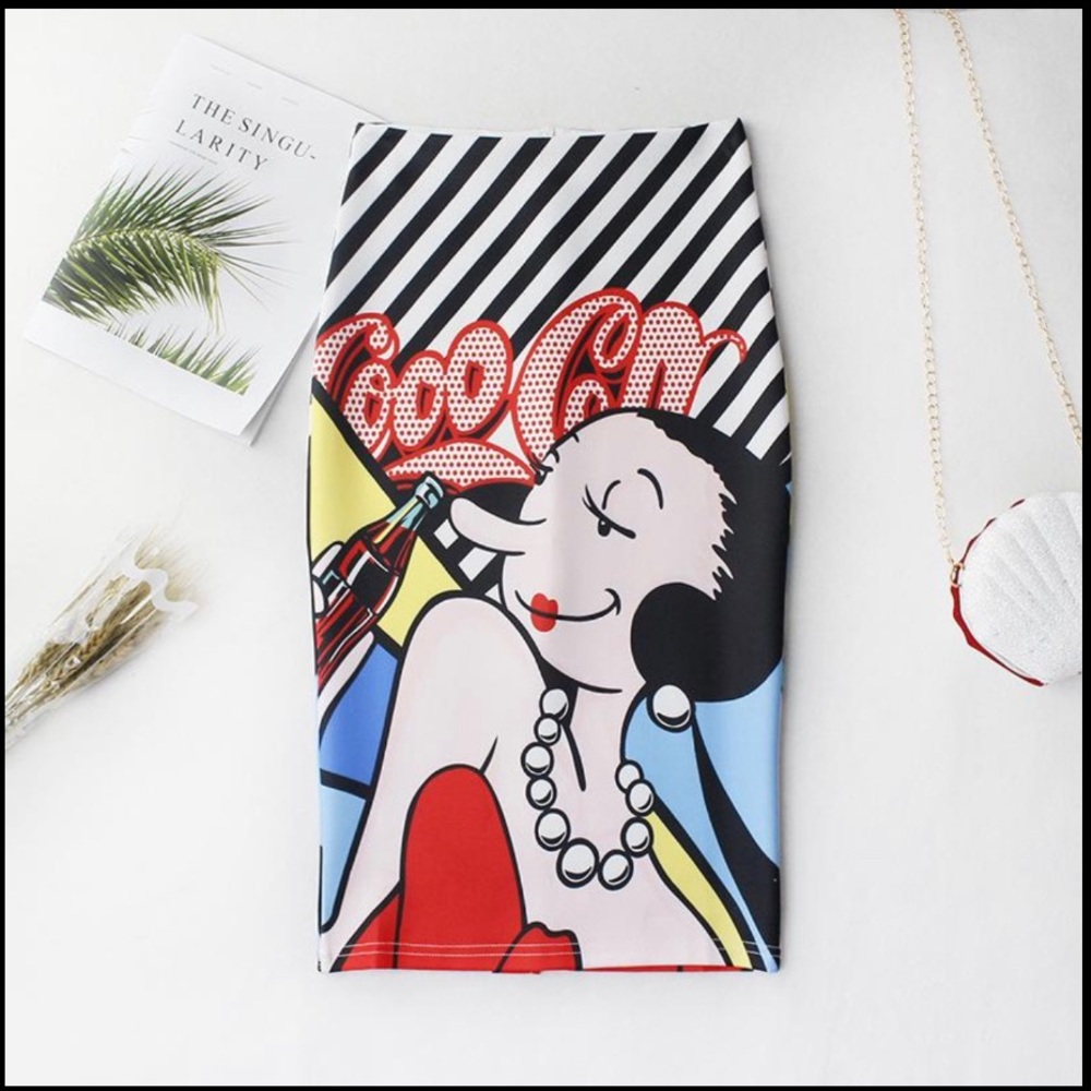 NEW Women's Sexy Cartoon Pattern Pack Hip Cotton Pencil Skirt Skirt. Str…
